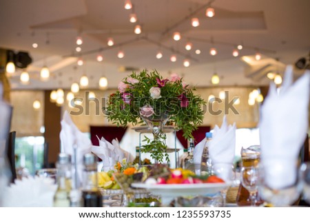 Table setting for a wedding, holiday.