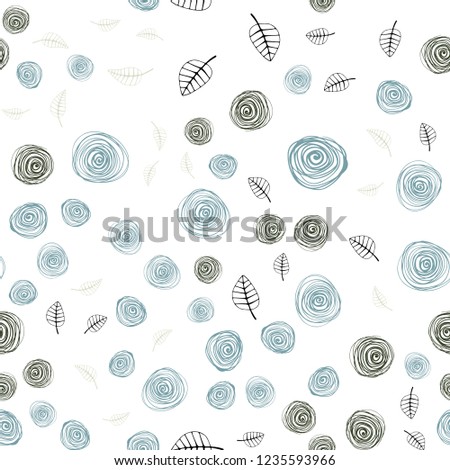 Light Blue, Green vector seamless abstract background with leaves and flowers. An elegant bright illustration with leaves and flowers. Template for business cards, websites.