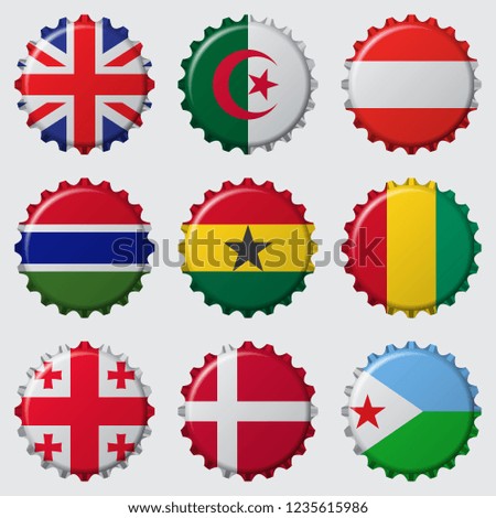 Set of Various Country Flags, Isolated on Grey Background. Vector Illustration. Part 2 of 14