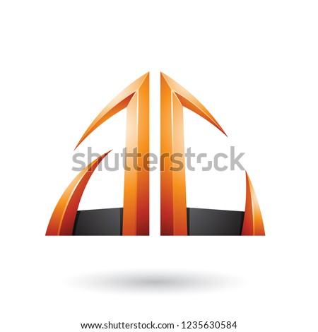 Vector Illustration of Orange and Black Arrow Shaped A and C Letters isolated on a White Background