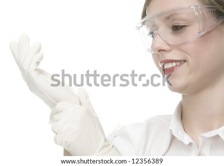 young woman in laboratory with test tube