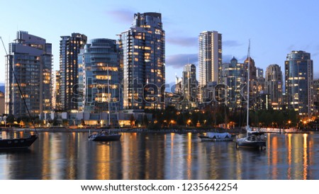 A Twilight view of the Vancouver cityscape