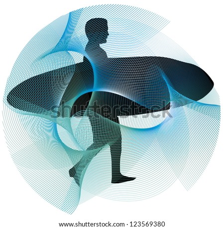 surfer line vector art