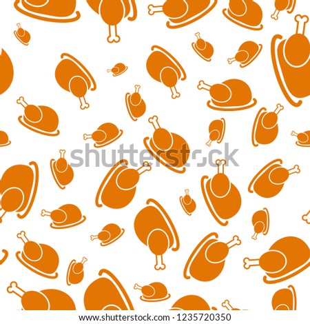 Autumnal Thanksgiving orange and white seamless pattern with turkeys illustration
