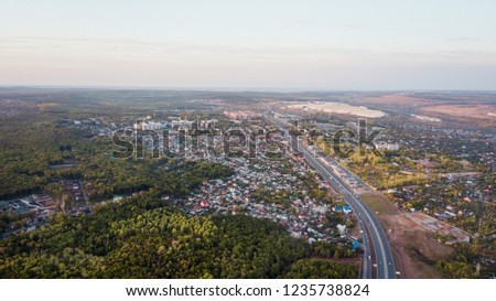 Countryland road suburb town aerial panoramic photo