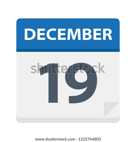 December 19 - Calendar Icon - Vector Illustration