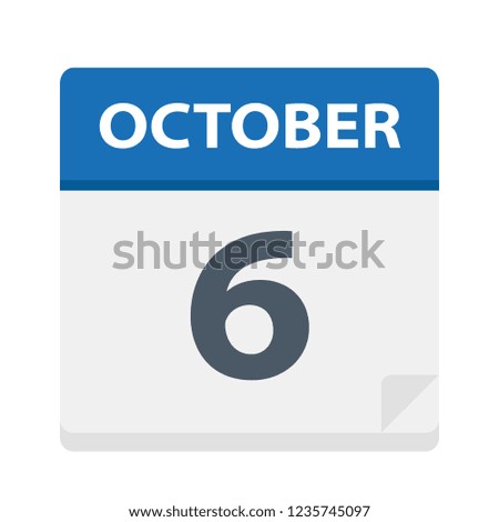 October 6 - Calendar Icon - Vector Illustration