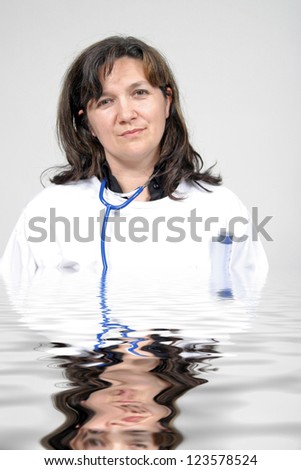Doctor isolated on white, beautiful nurse woman, healthcare photo