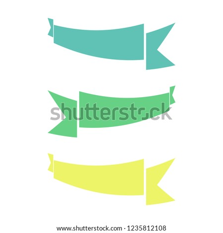Flat vector ribbons banners flat isolated on white background, Illustration set of colorful tape