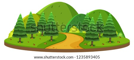 Isolated nature green hill illustration