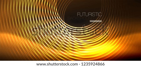 Dark abstract background with glowing neon circles, vector