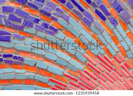 Broken tiles mosaic seamless pattern. Multicolor tile real wall high resolution real photo or brick seamless with texture interior background. Abstract wallpaper irregular in bathroom.