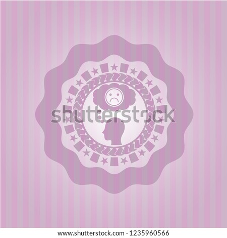 depression icon inside badge with pink background