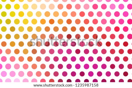 Light Pink, Yellow vector layout with circle shapes. Illustration with set of shining colorful abstract circles. Pattern of water, rain drops.