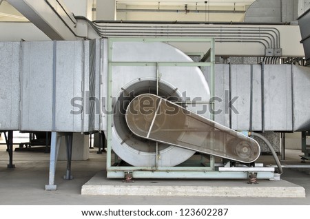 Huge motor blower for chiller Royalty-Free Stock Photo #123602287