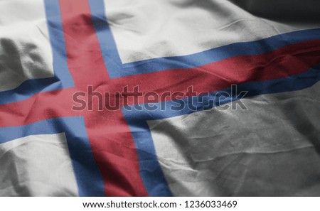 Faroe Islands Flag Rumpled Close Up 