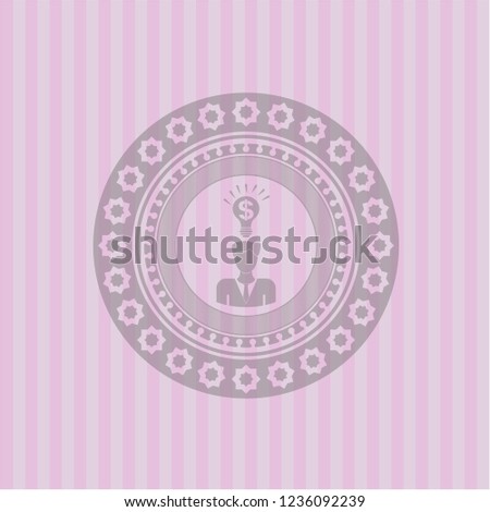 business idea icon inside badge with pink background