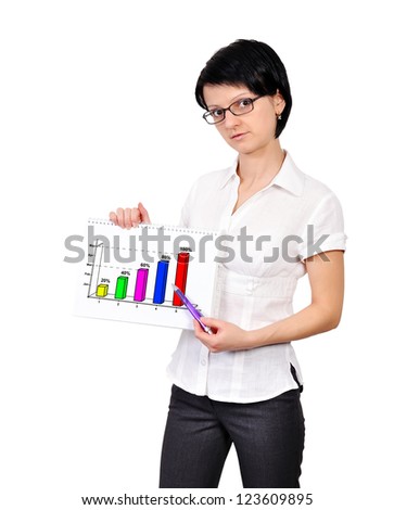 businesswoman holding poster with chart profits
