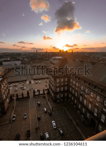 Sunset aerial view of Copenhagen