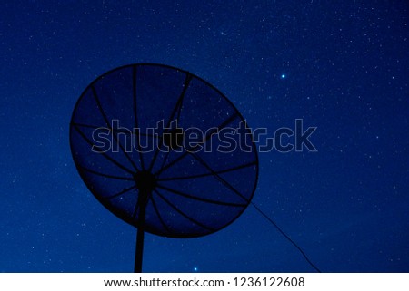 Satellite dishes with the starry night at thailand local