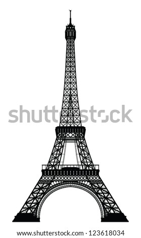 Eiffel Tower Black Silhouette Vector Illustration Royalty-Free Stock Photo #123618034
