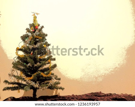 Christmas tree with space for text in cartoon style