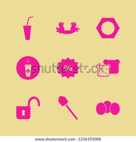 brown icon. brown vector icons set bread slices, open lock, soda and eggs
