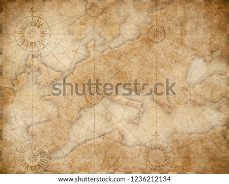 old medieval nautical Europe map