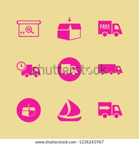 freight icon. freight vector icons set fast delivery truck, square barcode box, open box and ship