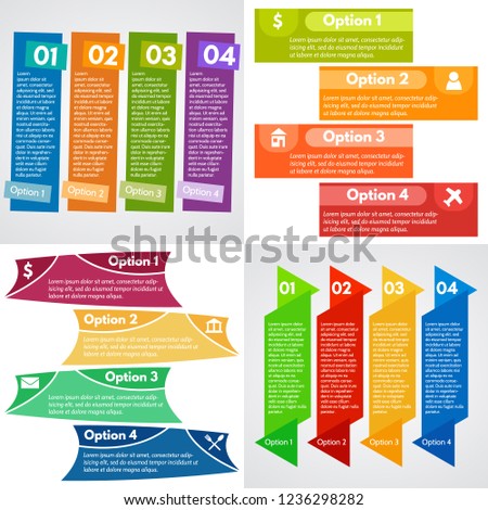 Set of four step by step infographic design template. Vector illustration
