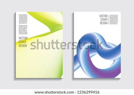 Modern covers. Blended gradient wavy lines shape. Futuristic minimalistic design with a multi-colored bionic background. A4 format. Eps10 vector. For poster, layout, placard, grunge paper, card, book