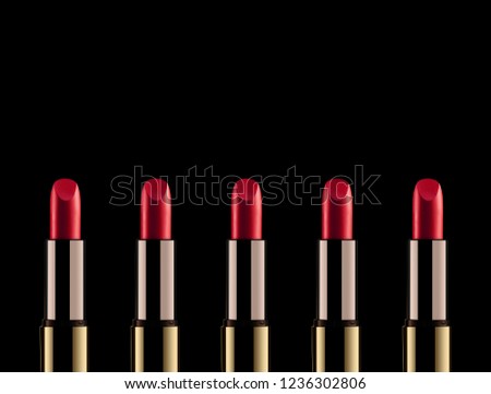 Dark Red Elegant Lipsticks on black background