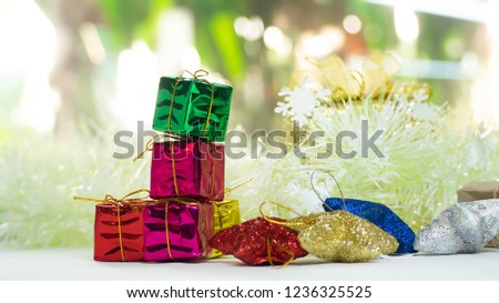 Colorful gift boxes,
and  Little Decoration 
for Christmas and new year party.