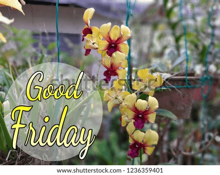 Concept of beautiful orchid flower with word GOOD FRIDAY.