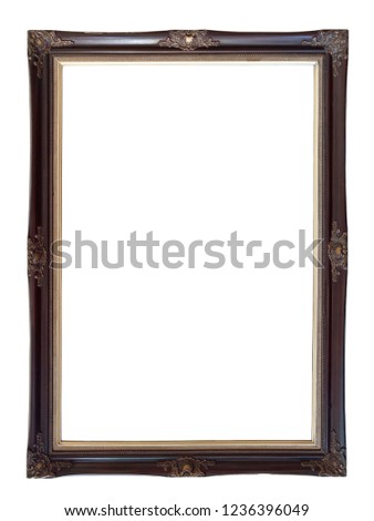 Close up old rustic picture frame isolated on white background