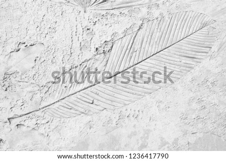 leaf print or stamp of leaf on stone texture background