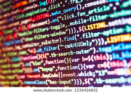 Software abstract background. Abstract source code background. Information technology website coding standards for web design Server logs analysis. 