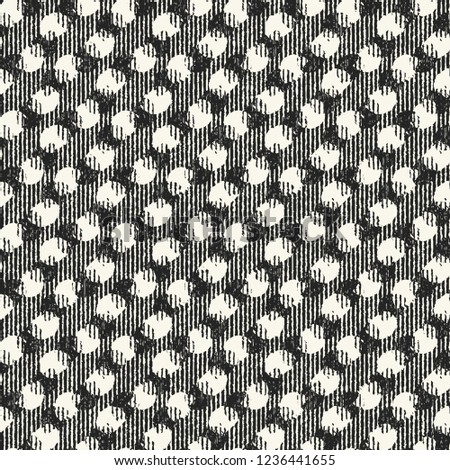 Monochrome Broken Dots Variegated Striped Textured Background. Seamless Pattern.