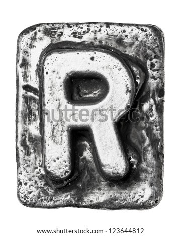 Metal alloy alphabet letter R