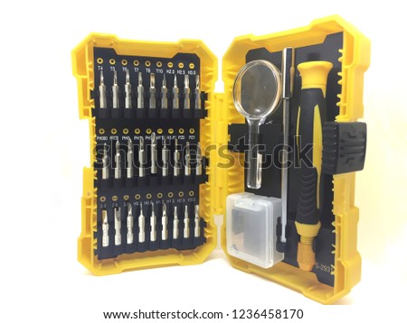 object or isolated of Craftsman tool In yellow box On a white background
