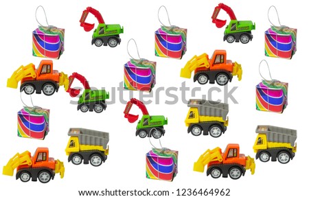 truck toy and gift box set isolate on white background