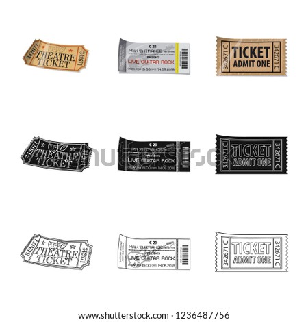 Isolated object of ticket and admission symbol. Collection of ticket and event stock vector illustration.