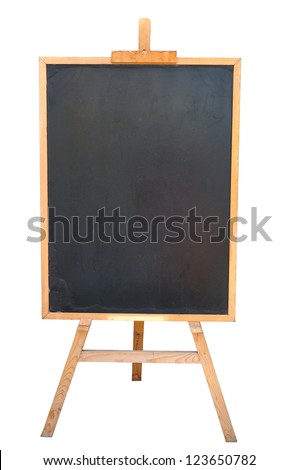 Blank art board, wooden easel, front view, isolated on white, with clipping path