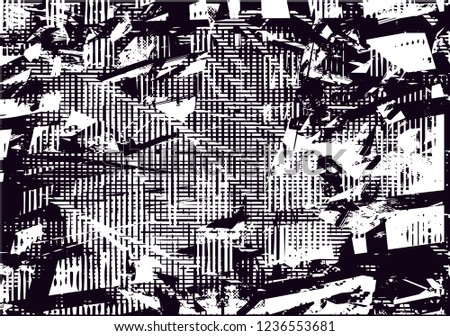 Distressed background in black and white texture from leaf with dots, spots, scratches and lines. Abstract vector illustration