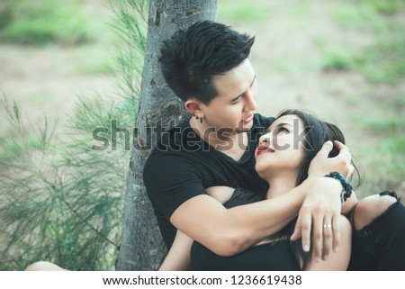 Picture of asian couple in love have fun,Happy people concept,Thailand people,Love is everything,Valentine concept
