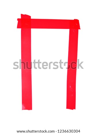 Cyrillic letter P symbol made of insulating tape pieces, isolated on white background