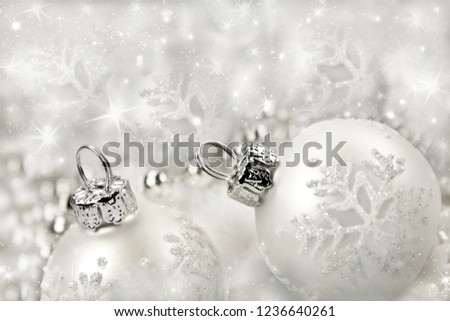 White Christmas  Decoration balls and stars
