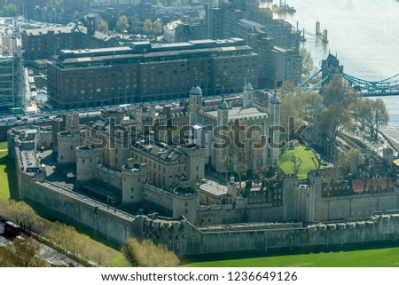 An elevated view of The Tower Of London, London, England