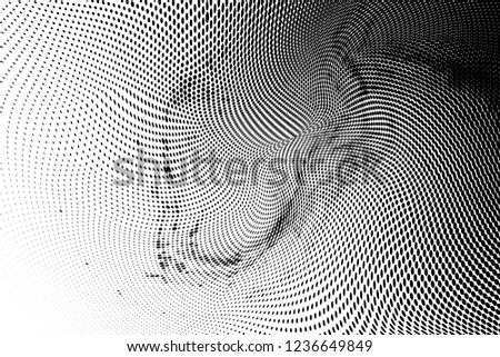 Polka dot light halftone pattern. Gradient dots background. Modern spotted black and white vector illustration. Abstract curves. Dotted soft lines pattern. Monochrome grunge template