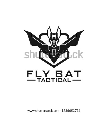 flying bat Tactical military logo design vector illustration Royalty-Free Stock Photo #1236653731